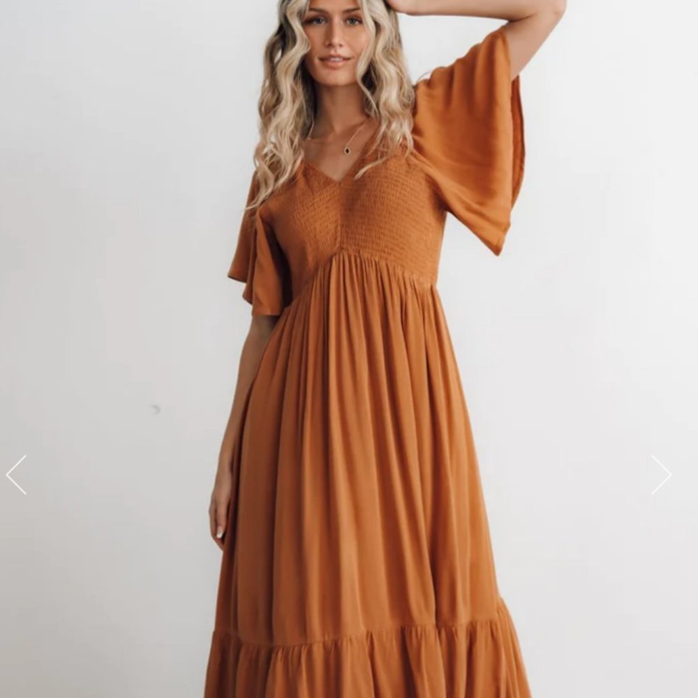 NWT Felicity Smocked Dress Camel Baltic Born